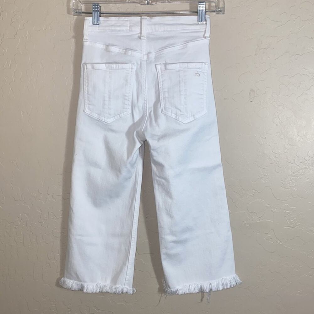 rag & bone White Wide-Leg Jeans with Frayed Hem